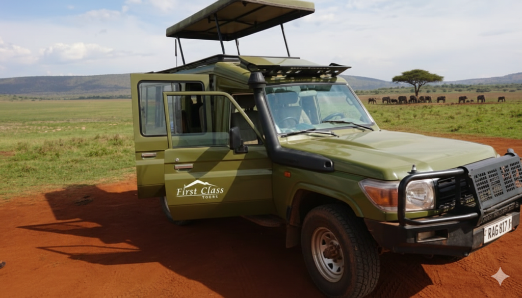 Rwanda Summer Safaris 2026: First Class Tours luxury 4x4 safari vehicle in Akagera